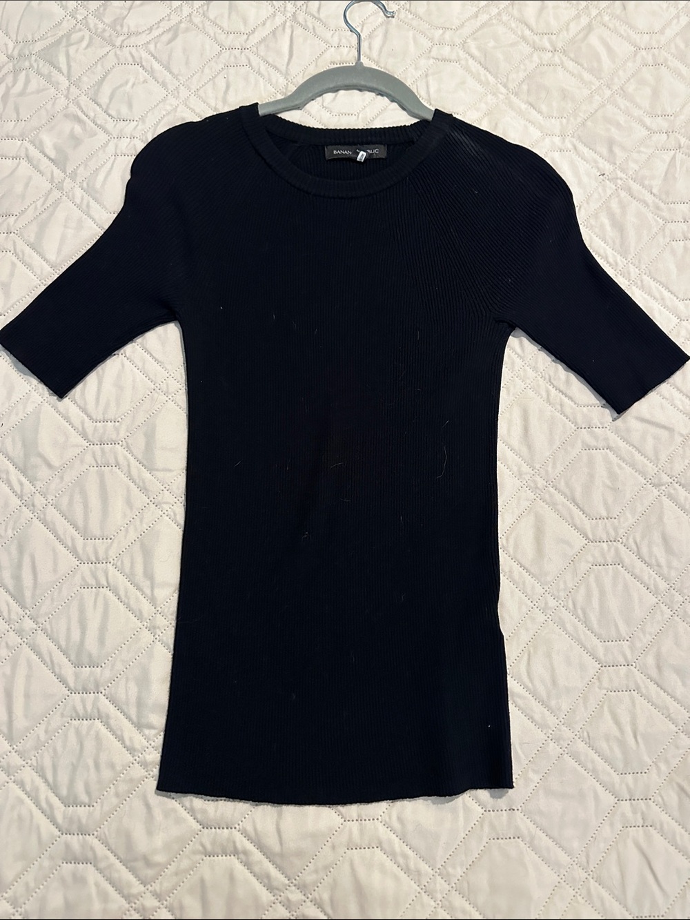 Banana Republic Black Ribbed Short Sleeve Top